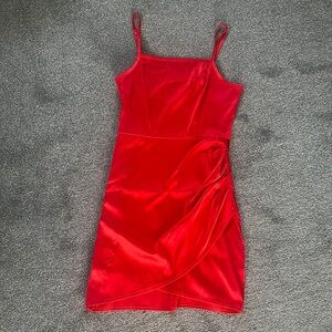 SHEIN Red Ruched Spaghetti Strap Mini Dress